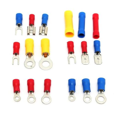 Top Notch 1200 Pcs Electrical Wire Ring Fork U-Type Spade Terminal Butt Crimp Connectors Insulated Assorted Kit For Your Home Diy Wiring Gigs color-coded crimp terminals