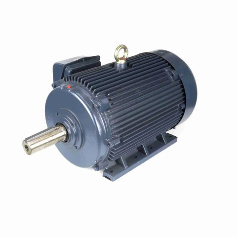 Proven Workhorse 125 Hp Three Phase Electric Motor 1800 Rpm 460 Volt Tefc Nema 444T Frame showing rigid base mount and shaft.