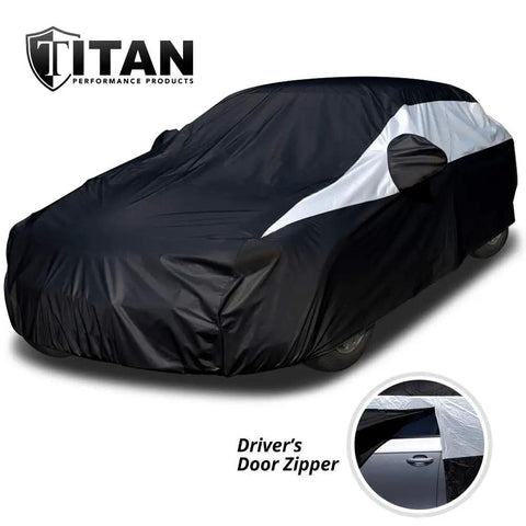 Heavy Duty Waterproof Sedan Car Cover 186 To 202 Inches With Driver Side Zipper UV Protection And Scratch Resistant Inner Coat 210T Polyester Outer Layer
