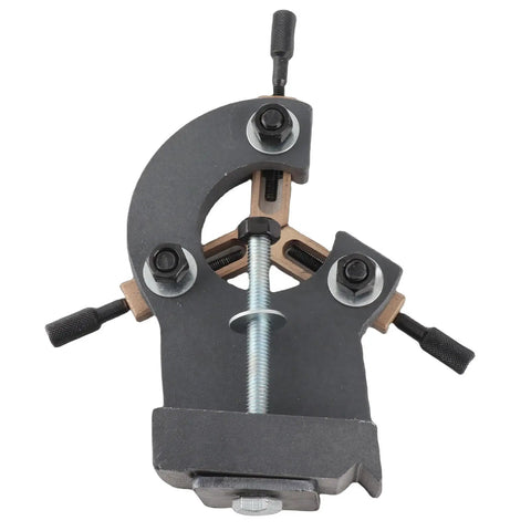 Rugged Mini Lathe Steady Rest With Rock Solid Aluminum Alloy Body And Triple Point Stability For Precision Wood Metal Turning On 0618 CJ 7X12 7X14 3B Bench Lathes, detailed view of the steady rest mechanism.