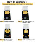 Milligram Scale 50g Capacity Digital Precision Scale 0.001g Readout Non Stick Powder Pan calibration process steps