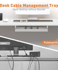 Dual Motor Standing Desk Frame With Cable Management Tray And Headphone Hook, tidy cables on desk setup