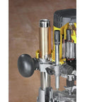 Close-up view of the Pro Grade Workhorse Two Horsepower Plunge Router With Slick Ten Amp Electronic Variable Speed Motor.