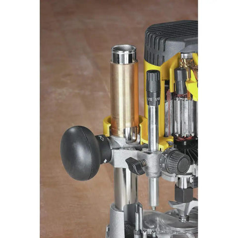 Close-up view of the Pro Grade Workhorse Two Horsepower Plunge Router With Slick Ten Amp Electronic Variable Speed Motor.