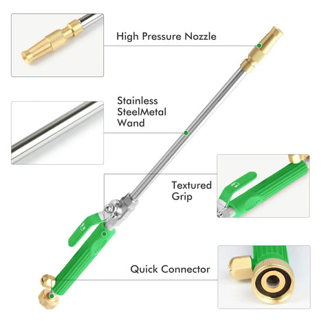 Beast Mode High Pressure Power Washer Wand Kit with brass nozzle and stainless steel wand, green textured grip, quick connector