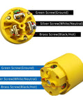 Electrical Replacement Plug And Connector Set For Extension Cords 15A 125V Straight Blade Grounding NEMA 5 15P And 5 15R 3 Prong Replacement Ends 5 Pack UL Listed DIY Friendly Quick Connect Terminals For Easy Repair with labeled screws
