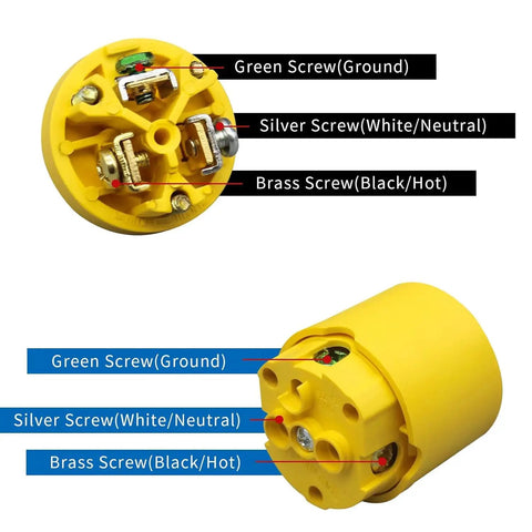 Electrical Replacement Plug And Connector Set For Extension Cords 15A 125V Straight Blade Grounding NEMA 5 15P And 5 15R 3 Prong Replacement Ends 5 Pack UL Listed DIY Friendly Quick Connect Terminals For Easy Repair with labeled screws