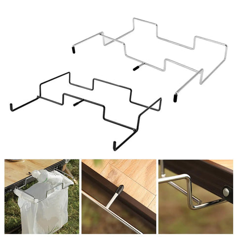Sturdy Stainless Iron Trash Bag Holder Rack For Hanging Use Desktop Or Campin Dustbin Cage Garbage Bag Holder Bracket