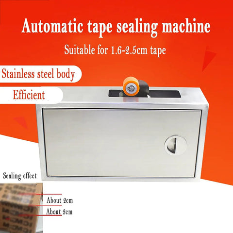 Smart Auto Tape Cutter Machine With Adjustable Sealing Length For Fast Small Box Packing, Secure Toy And Hardware Shipping That Cuts Like A Total Champ Today, stainless steel body, fits 1.6-2.5cm tape.