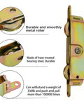Heavy Duty Sliding Patio Door Rollers Replacement Kit With 1-1/4 Inch Side Adjustable Glass Door Wheels And Steel Ball Bearing Rollers For Smooth Glide On Wood Aluminum Or Vinyl Framed Doors Compatible With Andersen Jeld Wen Truth 31761A Milgard Marvin, side view with steel rollers and components visible.