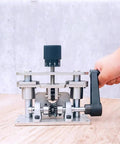 Premium Heavy Duty Drill Press Crank Handle in use with 14.5mm shaft, featuring 360 degree swivel grip and solid black nylon steel build.