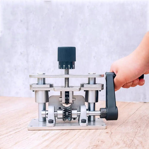 Premium Heavy Duty Drill Press Crank Handle in use with 14.5mm shaft, featuring 360 degree swivel grip and solid black nylon steel build.