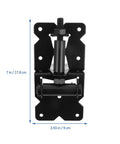 Heavy Duty Gate Hinges 2 Pack For Wooden Fences And Barn Doors Self Closing Outdoor Gate Hardware Tough As Nails Stainless Steel Or PVC Construction Ideal For Garden Gates Sheds Cabinets And Fence Gates 7 inches by 3.93 inches black hinge with mounting holes front view