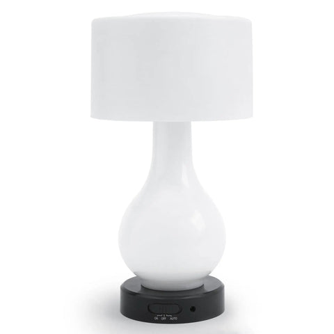 Six LED Battery Operated Motion Sensing Table Lamp With Dual Zone Lighting For Body, Shade, Or Both