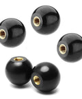 Five Pack Three Eighths Inch Sixteen Thread Ball Knobs Set With One And Three Eighths Inch Diameter, Bakelite Black Handles