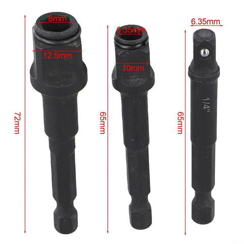 Driver Extension Socket Adapter Set 2 In 1 Hex Shank Converter Magnetic Screwdriver Attachment For Power Tools, 3-piece kit