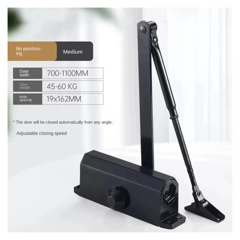 Door Closer With Adjustable Speed For 25 Kg To 85 Kg Doors Quiet Hydraulic Buffer For Soft Closing in black medium size