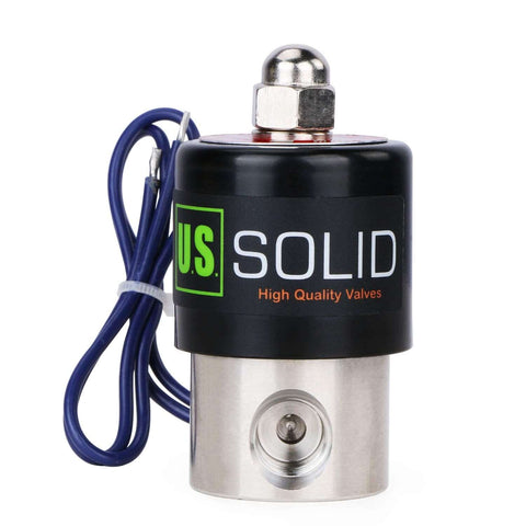 Stainless Steel 1/4 Inch Electric Solenoid Valve 12V DC Normally Closed With Viton Seals, industrial-grade, front view