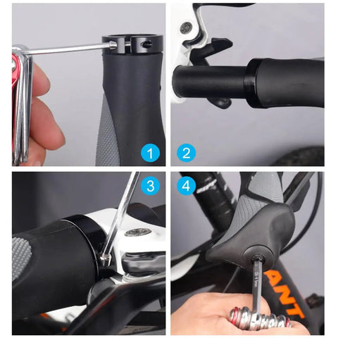 Installation of No Slip Locking Bike Grips For 22.2mm Handlebars With Soft Rubber Comfort And Ergonomic Triple Density Textured Grip