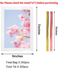Clear Cellophane Treat Bags 5x7 Inches With 200 Twist Ties Red And Yellow for gift wrapping shown with dimensions.