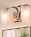 Gold Bathroom Vanity Light Fixture Dope 2 Light Modern Bath Lighting With White Frosted Glass Shades Deep Gold Finish