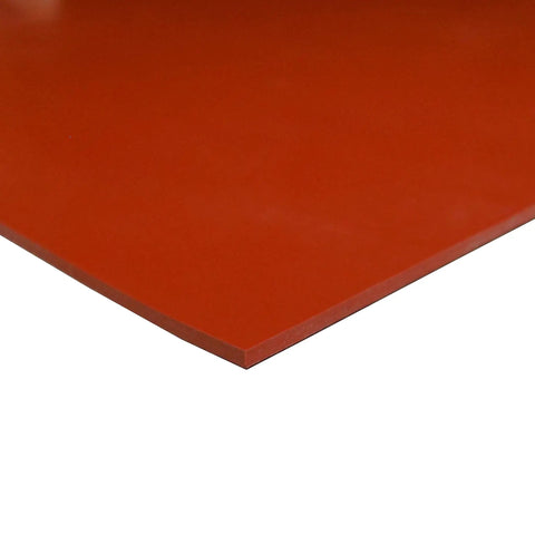 Close-up of Red Silicone Rubber Sheet 60A Durometer One Thirty Second Inch Thick Nine By Twelve Inch No Adhesive Backing High Temp Gasket Pad