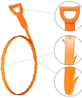Close-up of orange Drain Hair Snake Clog Remover Tool For Kitchen Sink Bathroom Tub Shower And Toilet Four Pack Twenty Inch