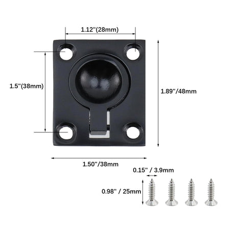 Pastlla 2-pack boat hatch flush lift pull on black square mounting plate with four screws