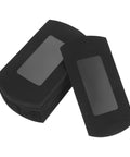 50 Pack Black Kraft Paper Pillow Gift Boxes With Window For Birthday Parties And Events, stack showing design and window detail