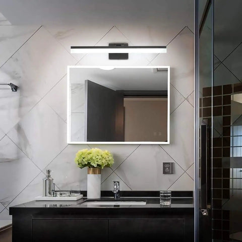 Dimmable Black Vanity Light Bar For Bathroom Over Mirror 6000K Daylight LED Rotatable Aluminum Fixture 14W Hardwired Modern