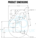 Diagram showing dimensions for Heavy Duty E Bike Torque Arm Set Universal M16 For 3000W 5000W Motors 6mm Thick Stainless Steel Rear Axle Guard.