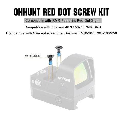 Badass 30 Piece Red Dot Sight Screw Kit Featuring Five Precision Metric Thread Lengths For Totally Smooth Optic Mounting and Zero Sweat Scope Installations For Your Rifle Build. Image showing #4-40 screws used for RMR footprint optics.