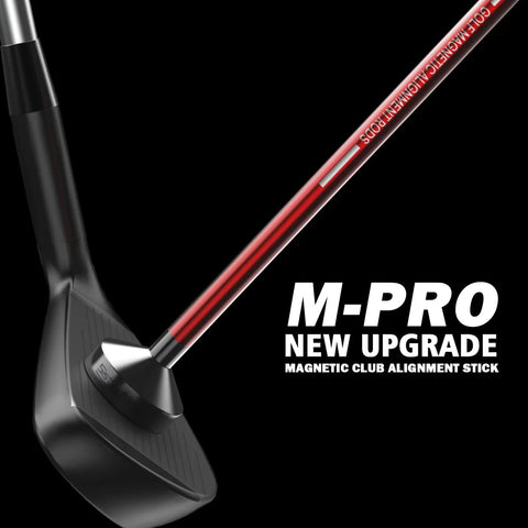 Magnetic Alignment Rods For Golf Swing Training Aid, Visualize Club Face Alignment At Impact attached to iron club, red.