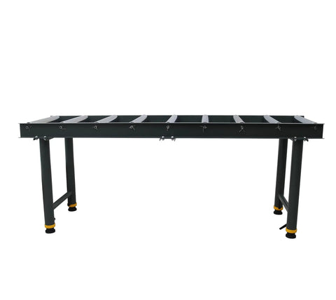 Intsuprmai 9 Roll Adjustable Conveyor Stand Table, Heavy Duty Roller Feed Station with chrome rollers and sturdy legs.