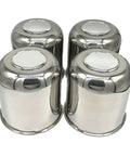 Four Pack 4.25 Inch Center Caps Push Through For Trailer Truck RV Wheel Rims Chrome Stainless Steel Center Bore Anti Rust