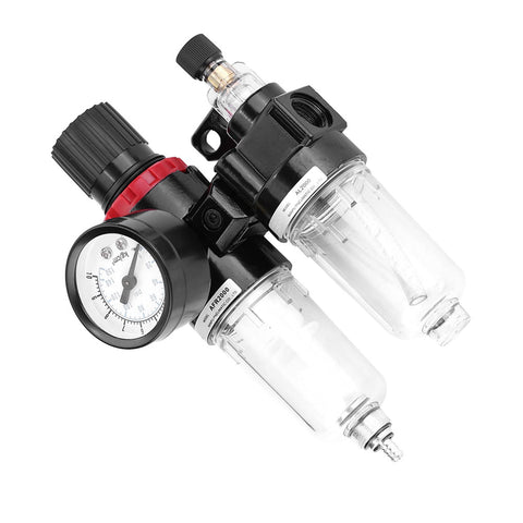 Pro Grade Air Compressor FRL Unit With Drain Valve G1/4 Thread Oil Water Separator for pneumatic tools, front view