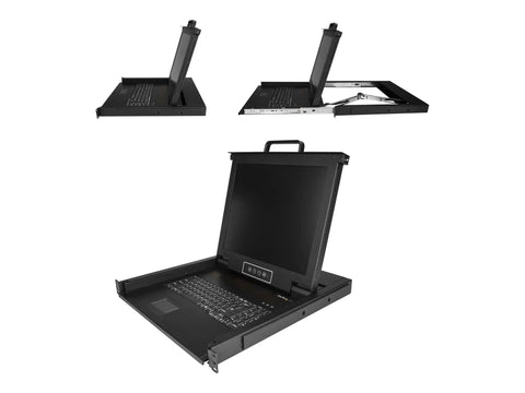 Top Tier Heavy Duty 17 Inch Rack Mount KVM Console Drawer With VGA And USB Ports For Any Switch 1U Height Server Rack Monitor 1280X1024 LCD open view