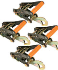 Beefy Heavy Duty Ratchet Buckle Set With Snap Hook Ratchets 2 Inch Wide Handle PROSeries 4 Pack 3,300 Pound Safe Working Load