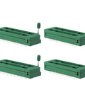 Four Pack 40 Pin 2.54mm ZIF IC Socket For Microcontrollers, Handy Test Jig For Breadboards And Circuit Boards, Locking IC Adapter For Precise Programming, Durable Metal And Plastic Construction.