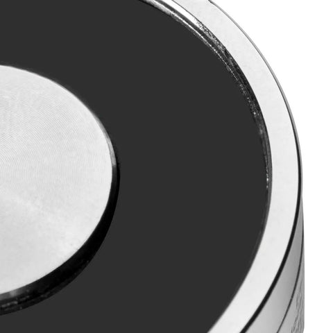 Close-up of 12V DC Electric Lifting Magnet Beefy 250N Peak Force Electromagnet Solenoid With 185N Holding, showing pure iron construction