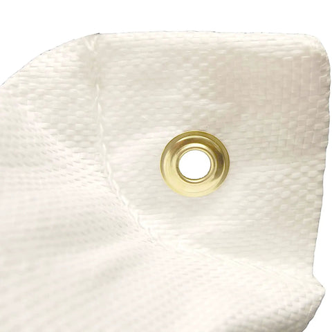 Close-up of grommet on Youth Field Point Bag Archery Target Replacement Cover White Weatherproof Quick Install No Fuss Swap Cover Only