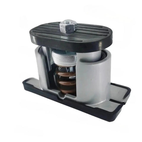 Heavy Duty Spring Loaded Shock Isolators For AC And HVAC Units and Rock Solid Rubber Mount with a grey base and visible spring.