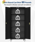 Heavy Duty 72 Inch Locking Storage Cabinet With Wheels And Pegboard for Garage Workshop and Home Office Four Adjustable Shelves