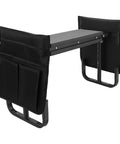 Garden Kneeler Seat With 2 Tool Pouches, Adjustable Foldable Bench for Kneeling or Sitting, Black Carbon Steel Frame