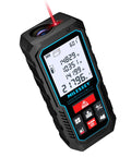 Digital Laser Tape Measure with 229 Ft Range and a Slick Upgraded Electronic Angle Sensor, Backlit 2 Inch LCD shown active.