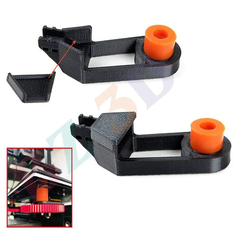 Ender 3 Upgrade Kit with metal leveling nuts, hot bed springs, and silicone mounts, close-up of components on white background.