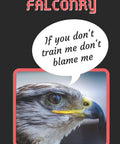 Falconry themed lined notebook journal for quick jotting and creative writing 6 by 9 inches with hawk image and text bubble.