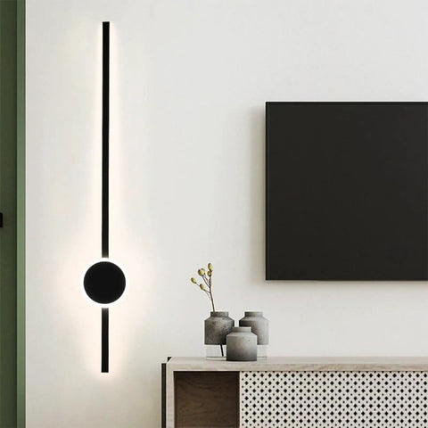 JGSYD Led Dimmable Wall Lamp with Remote Control Wall Lights 2700K-6500K Indoor Long Strip Wall Sconce Aluminum Acrylic Modern Strips Lights Hallway Stair Bar Living Room Bedroom,Black Square-80Cm, minimalist design on a white wall.
