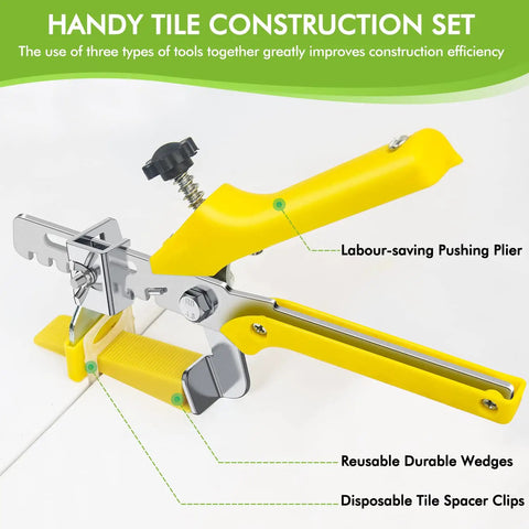Pro Grade Tile Leveling System Kit One Eighth Inch With 600 Leveler Spacers Clips, 200 Reusable Wedges, And One Tile Pliers