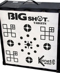Iron Man 20 Kinetic Archery Target with 95 shooting spots and 20x20 face, featuring Big Shot Targets logo and Kinetic 650 branding.